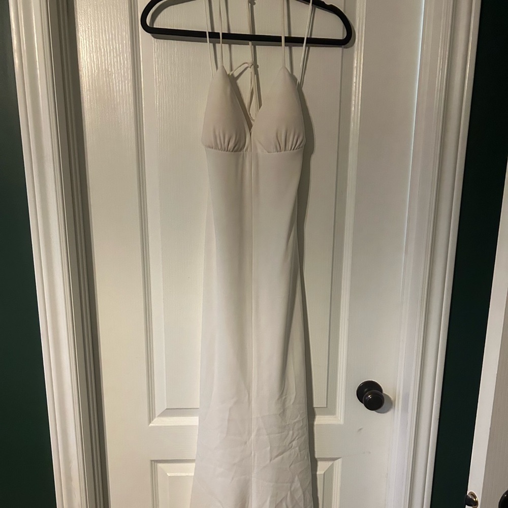 Maxi bodycon white backless prom/wedding/formal dress.
